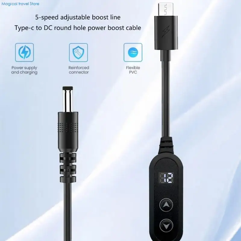 N2UB Efficient USB Type C PD36-100W to DC5521 Cable 12V with Adjustable Voltages  for Home Office and Outdoor Use