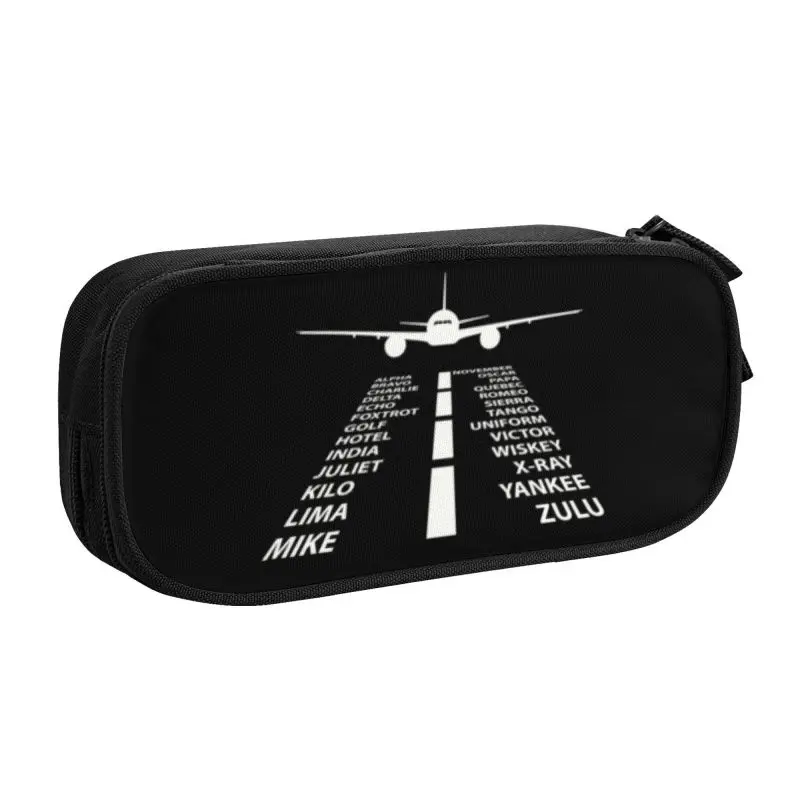 Imagem -02 - Personalizado Fonético Alfabeto Piloto Avião Lápis Cases Grande Capacidade Aviação Avião Fighter Bolsa Estudantes Papelaria