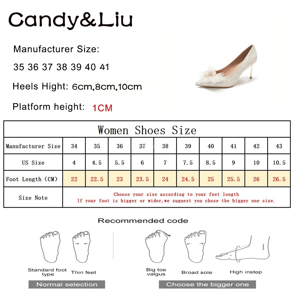 2024 New White French Pearl Wedding Shoes Women\'s Stiletto Heels Pointed Toe Pumps Wedding Dress Heels Bridal Shoes Lace Flowers