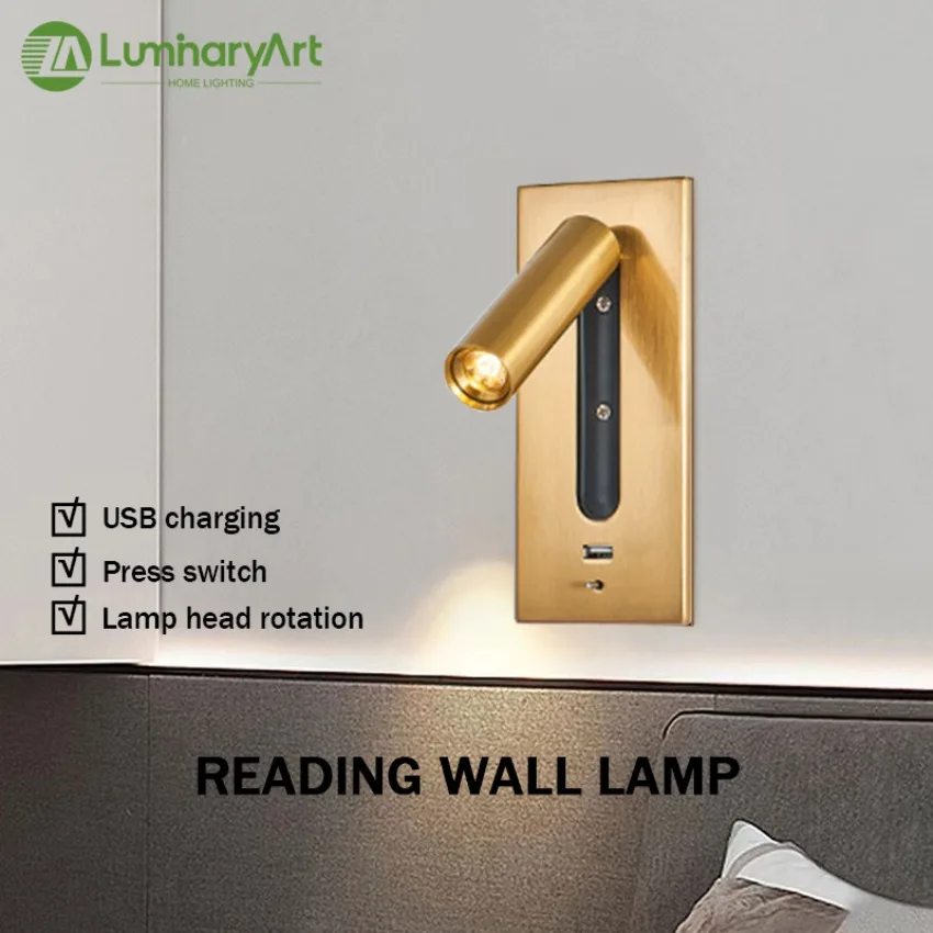 

Modern LED Wall Lamp Embedded with USB Reading Light Living Room Bedroom Corridor Bedside Study Room Indoor Lighting Fixtures