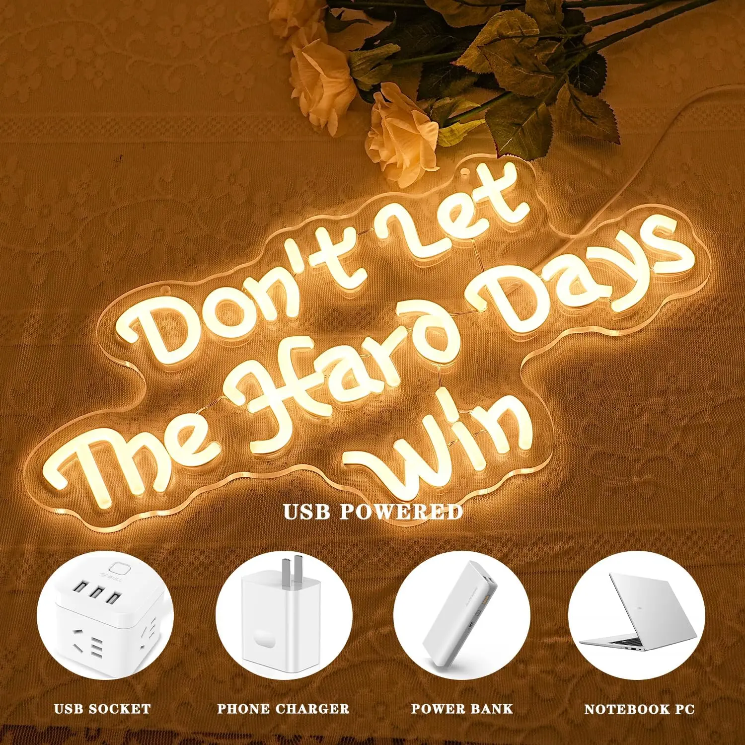 Ne laissez pas les jours durs gagnent enseigne au néon Art décor Dimmable Led néon chambre mur bureau salle d'étude maison salon décor