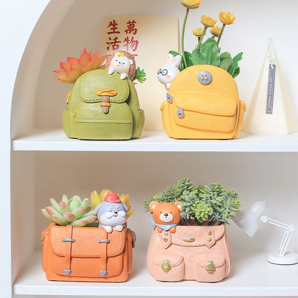 

Concrete Backpack Rabbit Succulent Flower Pot Mold Creative Balcony Decoration Cute Animal Cement Flower Pot Silicone Mold