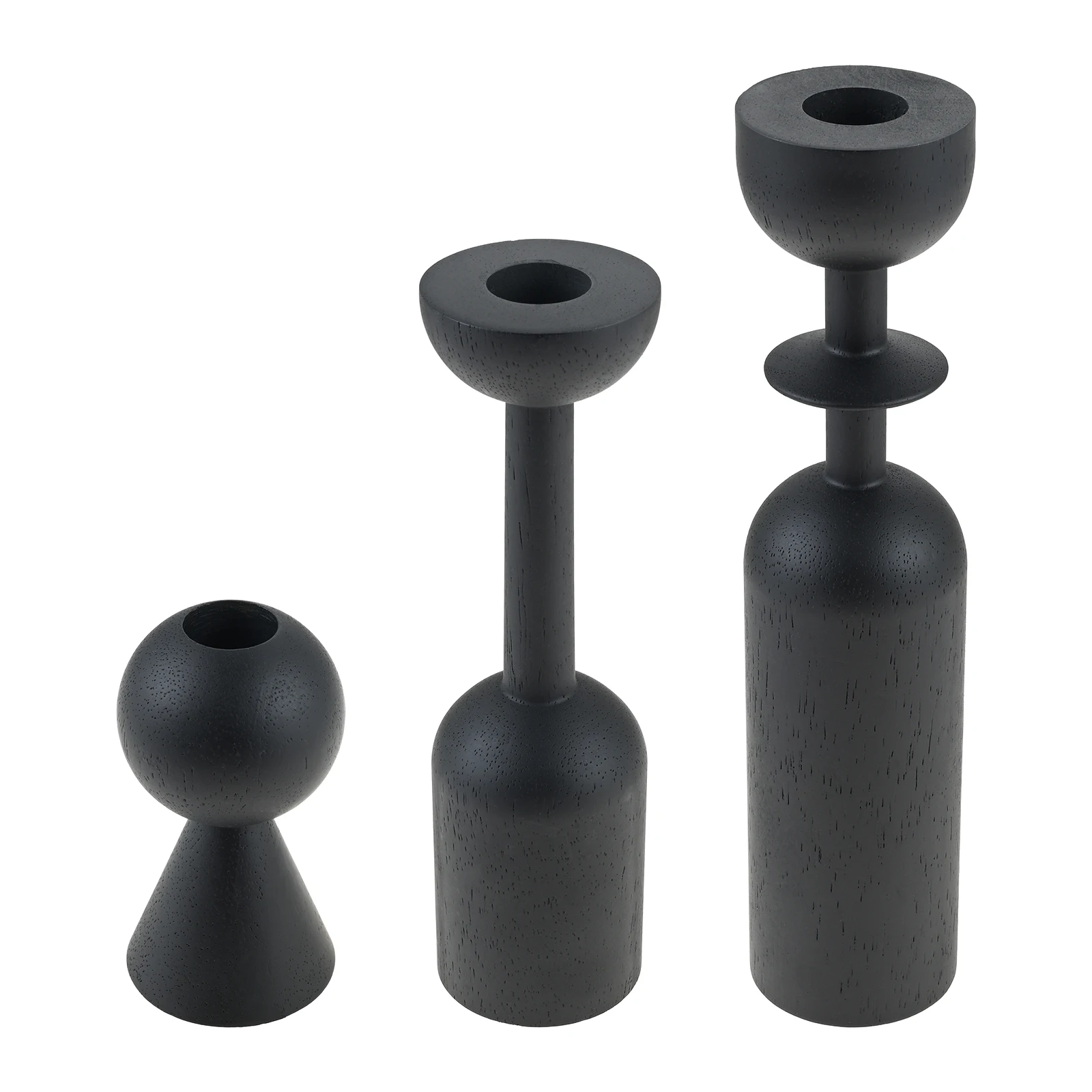 Black Wooden Candle Holder Stand 4