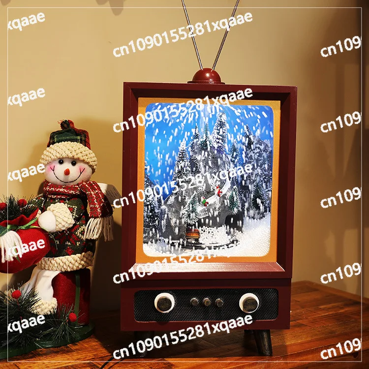 New Christmas Decoration Music Snow Spray TV Ornament Retro Nostalgic Style Home Mall Holiday Decoration Props