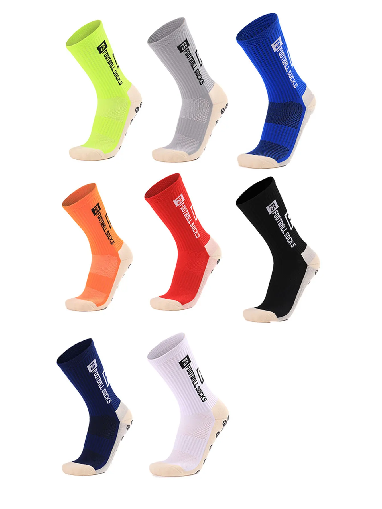 1 pairs of new FS mid length football socks for sports training and competition, with anti slip, breathable and thickened socks