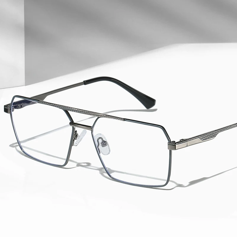 YOOSKE Classic Square Eyeglasses Frame Business Men Alloy Blue Light Blocking Glasses Super Light Comfortable Spectacles