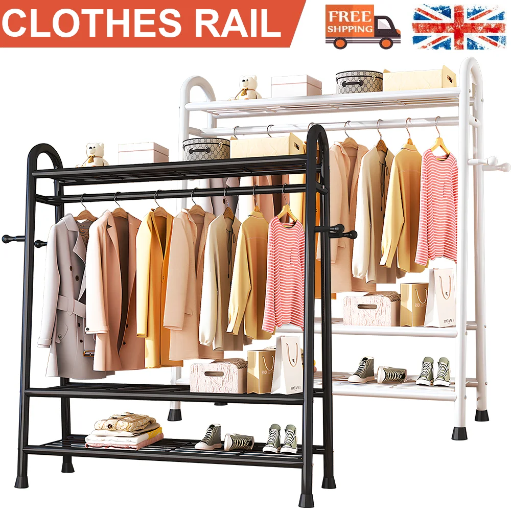 120×42×160 cm Multi-functional Coat Rack with Hooks Living Room Clothing Organizer Shelf Multi-Layer Storage Shelf