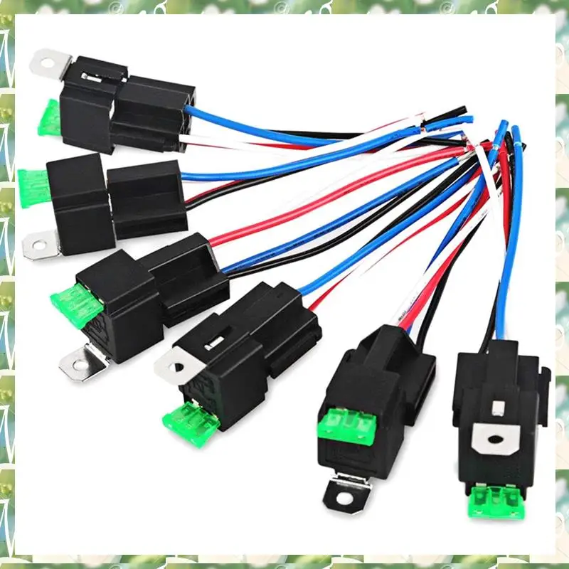 FIZP 6PCS Copper Terminal Auto Relay 30A Fused On/Off Car Motor Relay With Holder Socket On/Off Fused Relay 4PIN