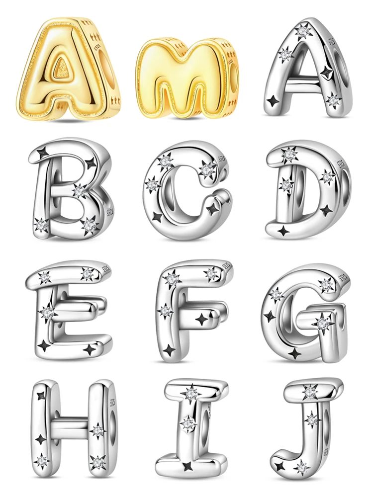 925 Sterling Silver 26 Letters Charms A-Z Alphabet Beads Fit Original Bracelet for Women Girl DIY Fine Jewelry Gift