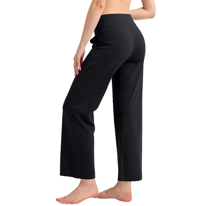 Lulu Style Back Waist Pocket Leg Sweatpants Women's Loose High Waist Casual Pants Quick-Drying Breathable Yoga Fitness Pants