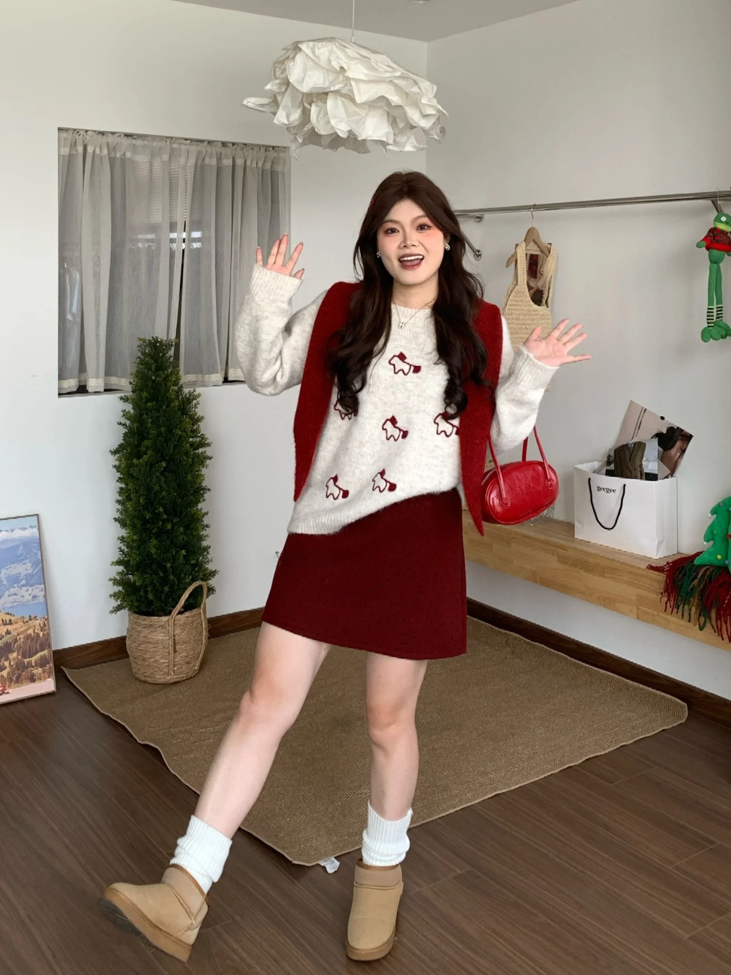 

Soft Thiened Embroidered Oversize Sweater Easy to Wear for New Year Celebration Autumn Winter Seasonal Women's Faion Knit...