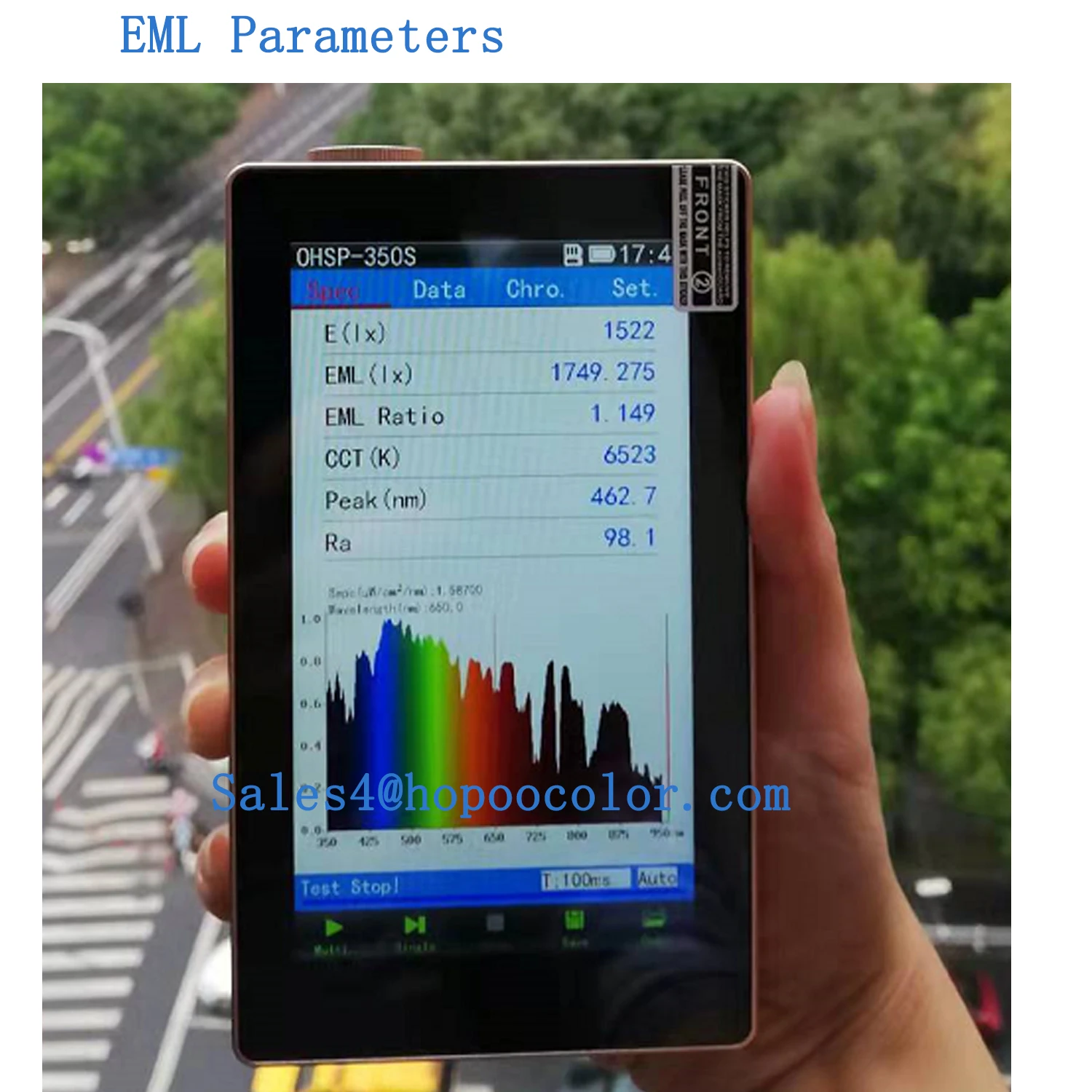 

EML (Equivalent Melanopic Lux) Tester OHSP350S 350-950nm Portable Nir Spectrometer