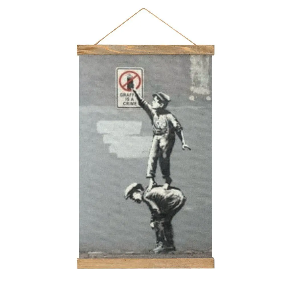 Creative Graffiti Is A Crime Classic For Sale Canvas Hanging Picture Craft Decoration Funny Novelty Living Room   Painting Style