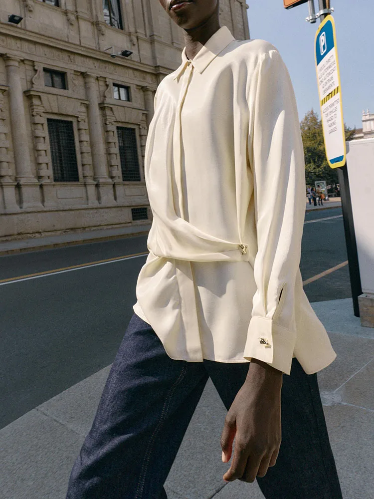 

Элегантный шелковый атласный двубортный пиджак ZA2025 из осенней коллекции для женщин: универсальный сценический костюм