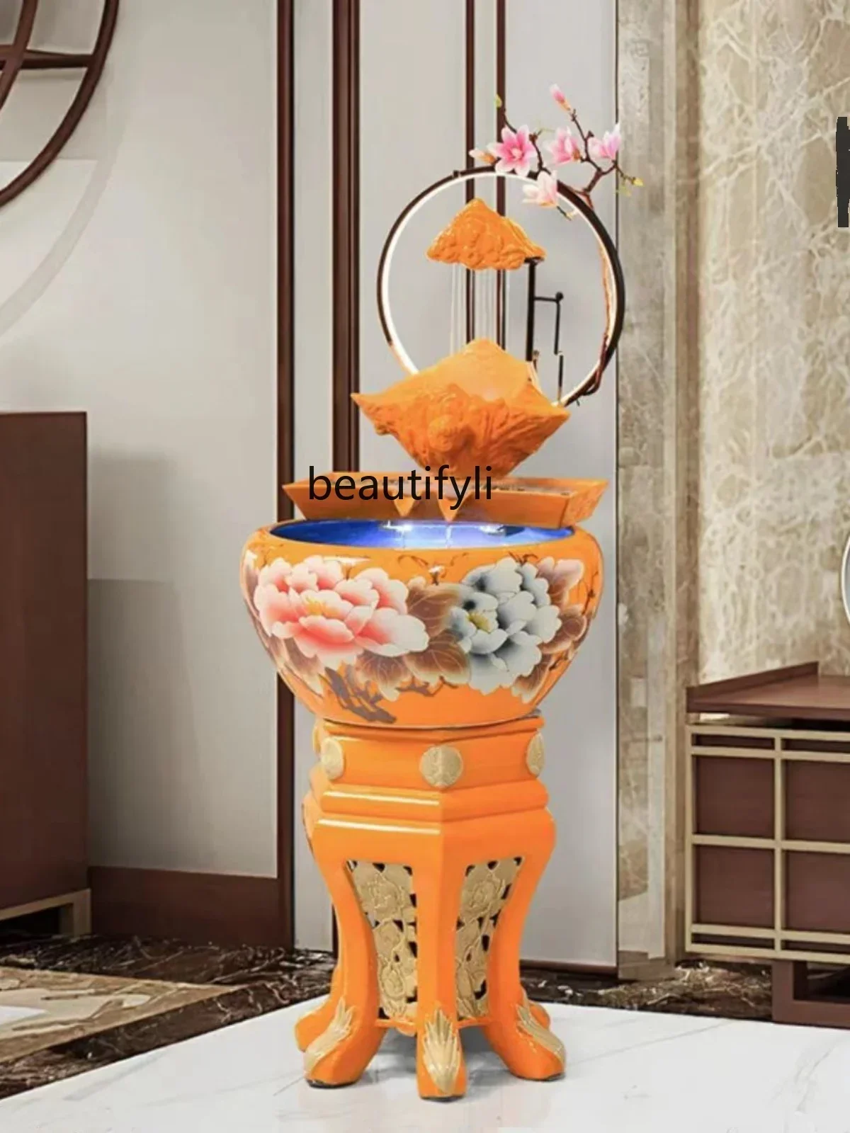 Q181 Jingdezhen Ceramic Fish Tank Flowing Water Ornaments Loop Home Living Room Floor Ceramic Base
