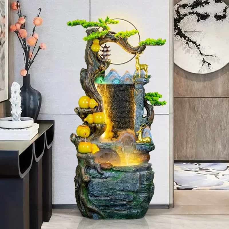 Rockery flowing water fountain circulating water humidifier lucky feng shui wheel floor ornament