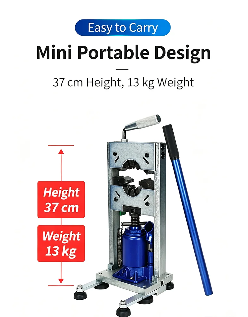 6 Ton 3-Tooth Mini Hydraulic Crimper, Portable Manual Auto AC Refrigerant Hose Pipe Fitting Crimp Repair Tool
