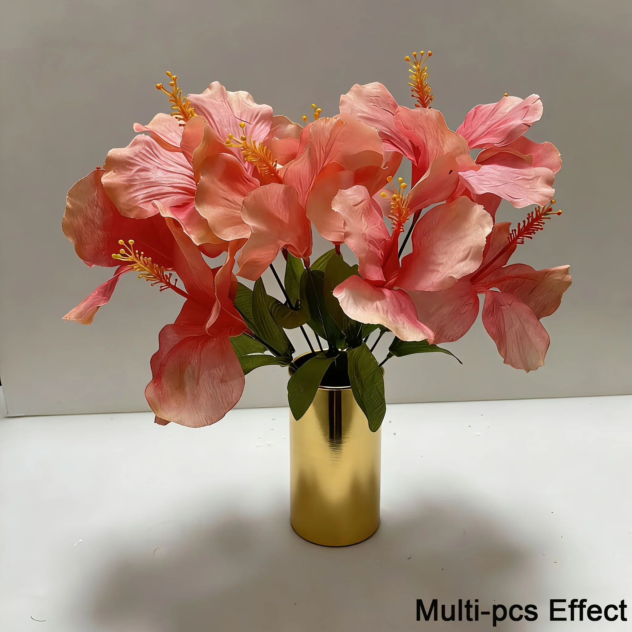 2 Packungen = 10 künstliche Hibiskusblumen, geeignet für Hochzeiten und DIY-Blumenarrangements – Detail 5