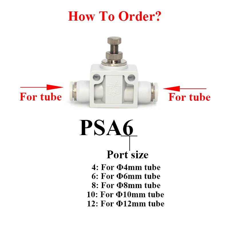 5Pcs AirTAC PSA 4 6 8 10 12mm PU Tube Hose Straight Speed Controller One-Touch Plastic Push In Air Pneumatic Fitting Connector