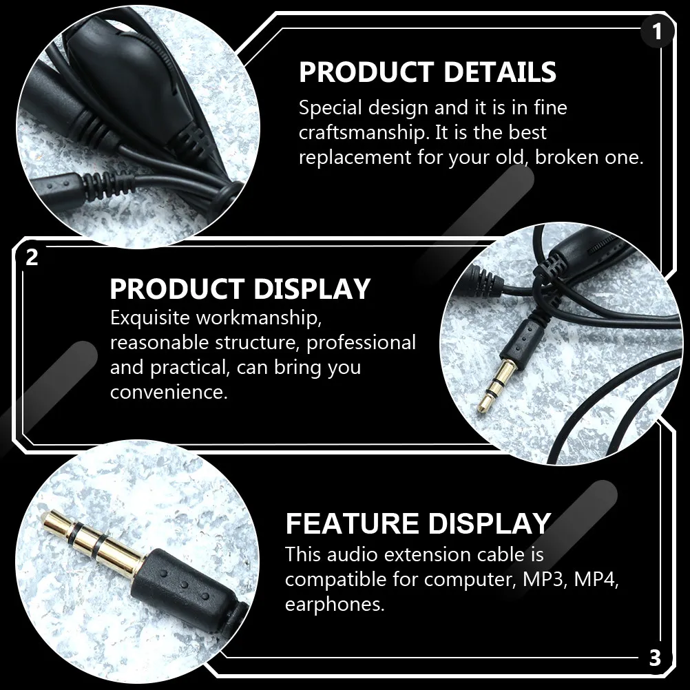 1M Aux Cord 3.5mm Stereo Audio Extension Cable Compatible with Computer Mp3 Mp4 Headphones Speakers Car Audio System High