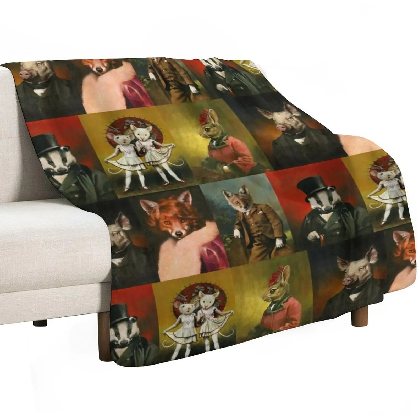 Vintage Animals In Clothes Throw Blanket christmas decoration Shaggy Quilt Sofas Soft Plaid Cute Blankets