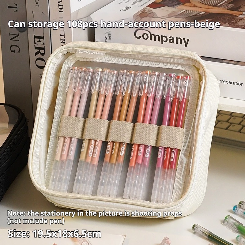 

Transparent Colored Gel Pen Storage Bag Large Capacity Can Hold 36/108Pcs Gel Pens Case Portable Drawing Pen Stationery Bags