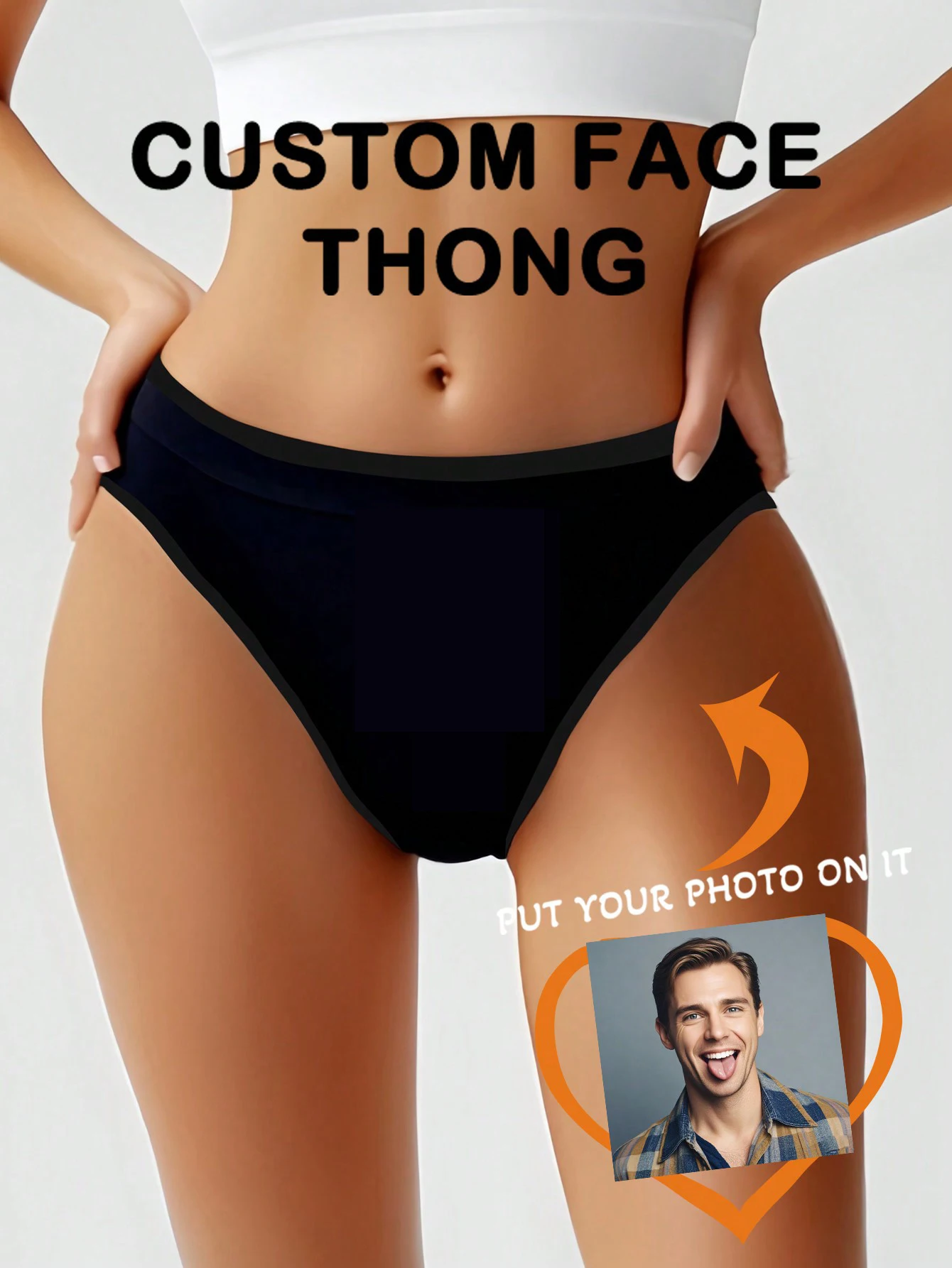 Customizable Sexy Low-Waist Briefs with Couple's Avatars And Love Letter Print for Men Women Perfect for Valentine's Day Christm