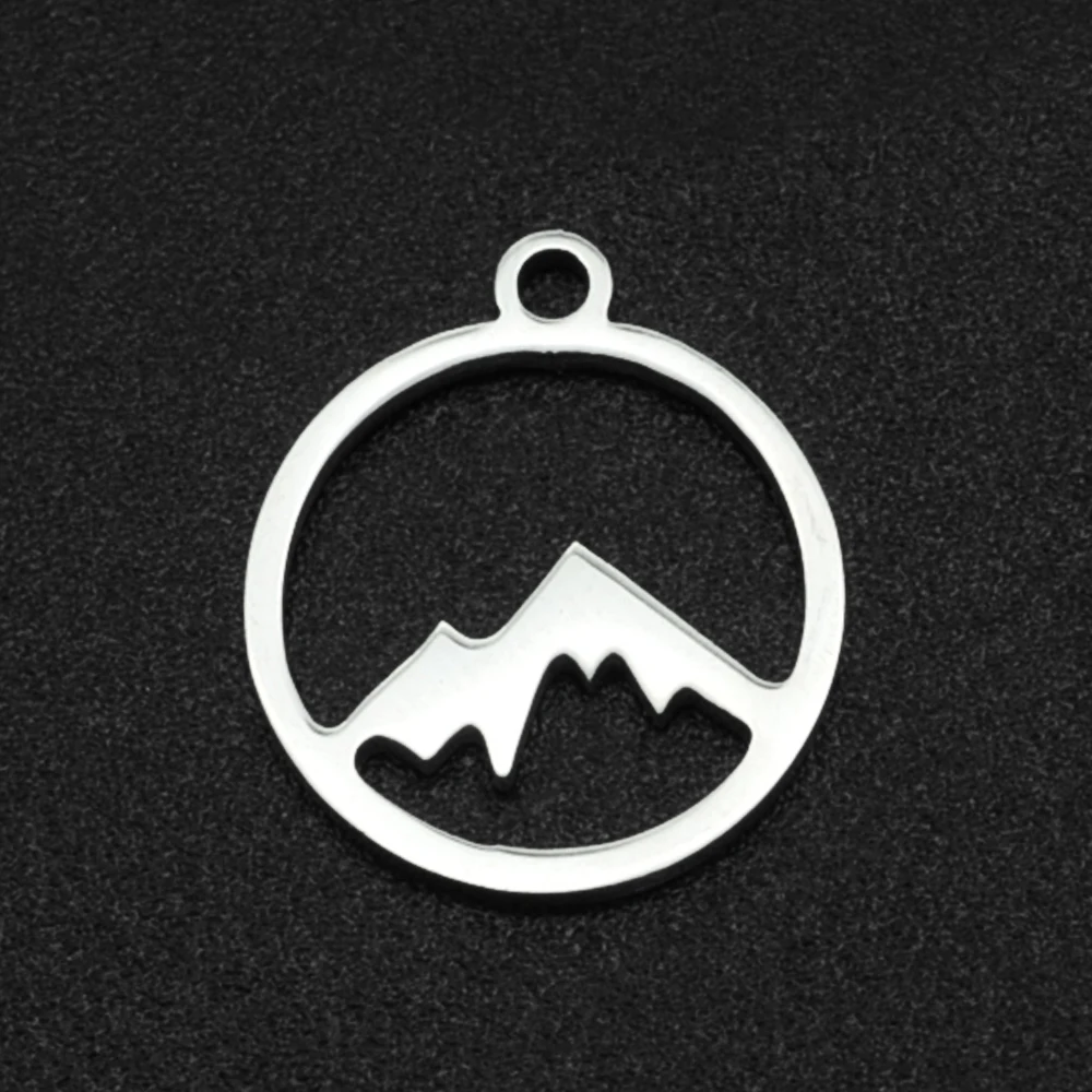 10pcs/lot Round Heart Eye Stainless Steel DIY Charm Women Hollow Mountain Pendant For Necklace Earring Making Jewelry Wholesale