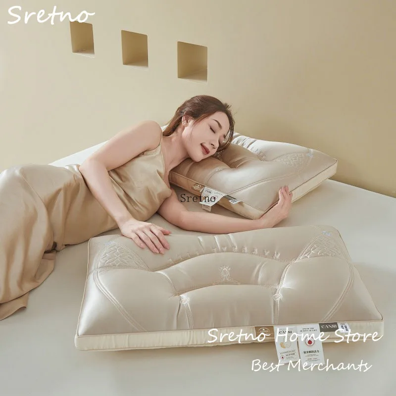 SRETNO Breathable Pillow for Sleeping Soft Fluffy Care Cervical Spine Body Pillow High Resilience Washable Neck Pillow almohadas