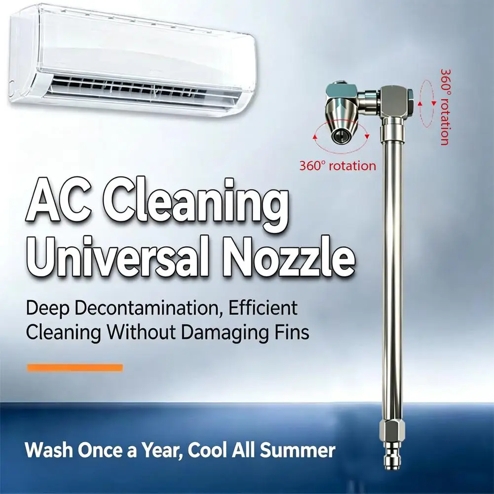 AC Cleaning Wand 360 Degree Rotating Dual Joint Pressure Washer Extension Wand G1/4 Quick Connector For Air Conditioner Car