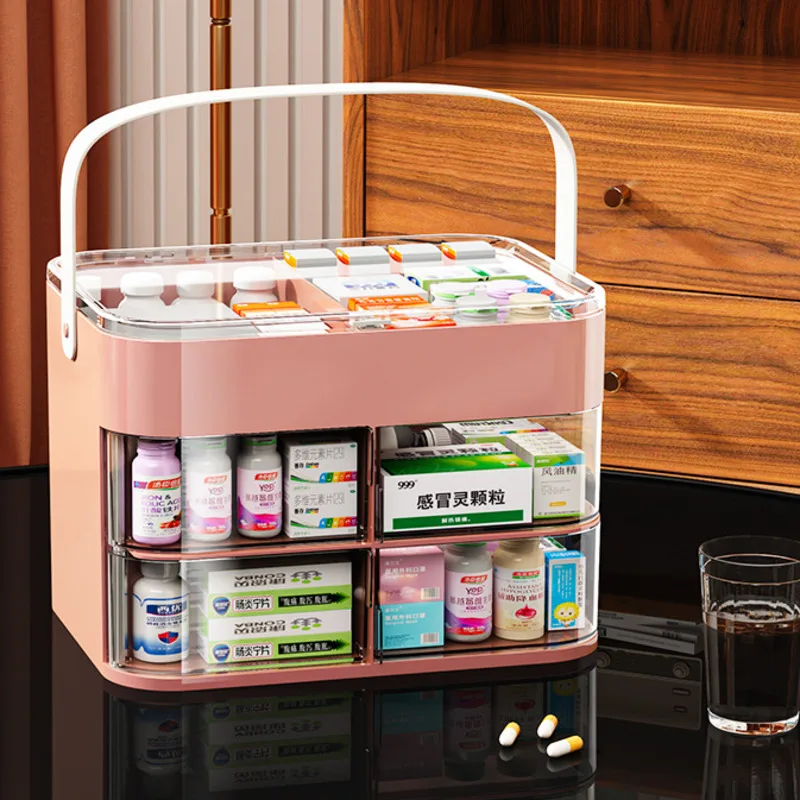 Large Capacity Home Medicine Box Transparent Medical Storage Box Multifunctional Portable Storage Box First Aid Box