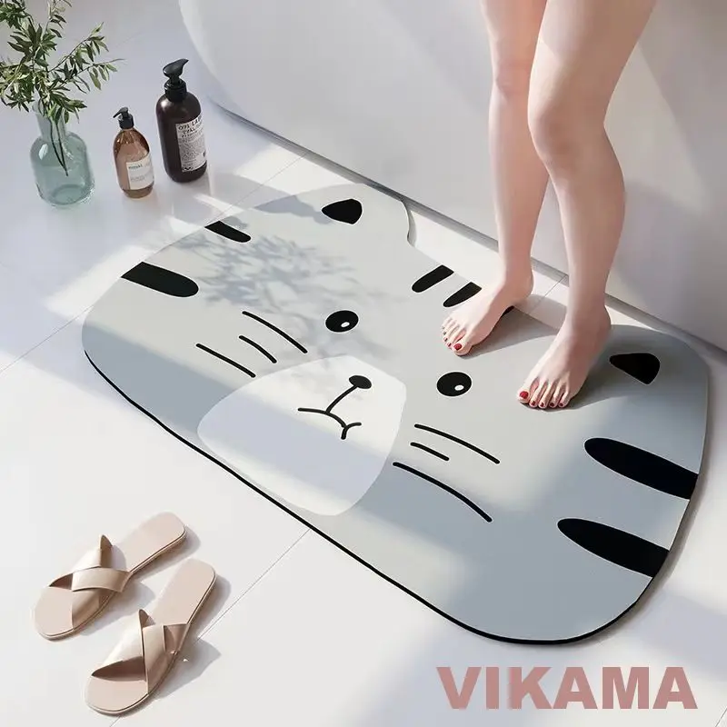 VIKAMA Diatomite Zoo Animal Cartoon tappetini cucina bagno toilette ingresso antiscivolo resistente allo sporco tappeto facile da pulire