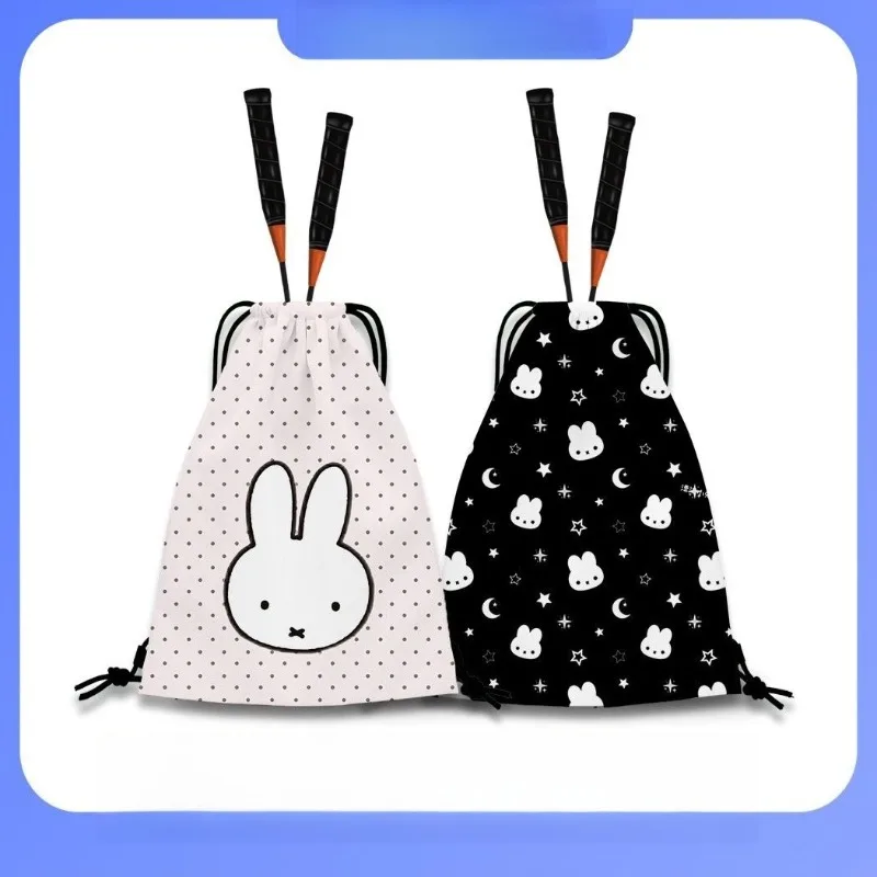 Cartoon Kawaii New Tennis Racket Badminton Racket Storage Bag Lightweight Large Capacity Multifunctional Shoulders Sports Miffy