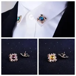 2pcs Fashion Crystal Cross Brooch Pin Rhinestone Shirt Collar Pins and Brooches Luxulry Jewelry Gifts for Women Men Accessories