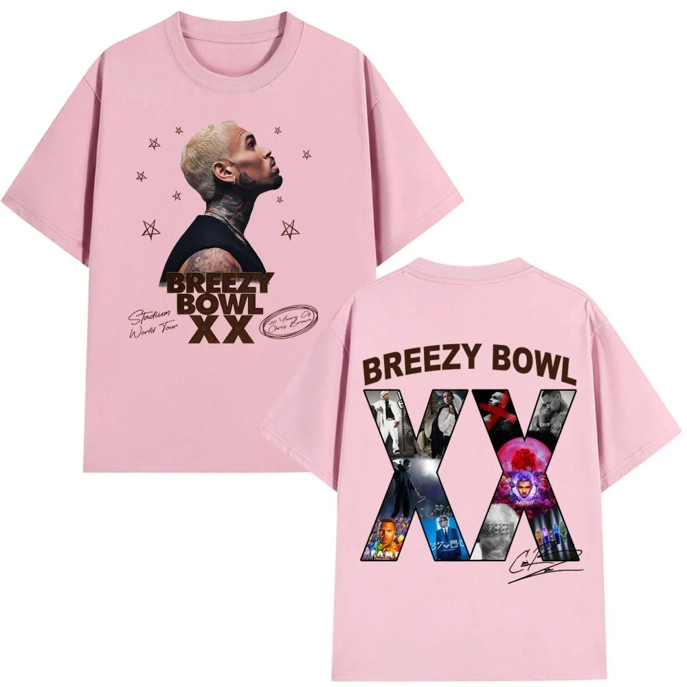 

Футболка Chris Brown Breezy Bowl XX 2025 Tour Concert Merch, мужская и женская модная хлопковая футболка в стиле хип-хоп, футболка большого размера для фанатов Y2K