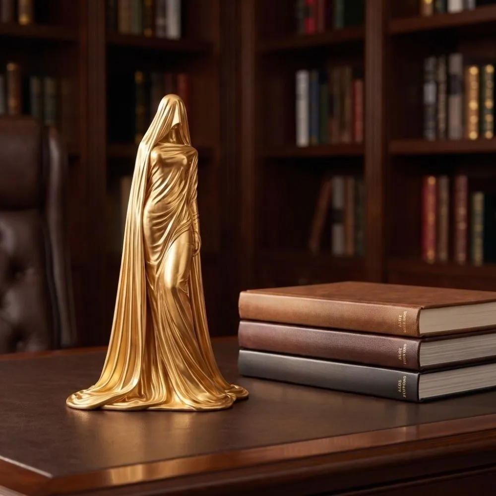Elegant 3D Design Masked Lady Figurine Decoration Ghost Girl Goddess Sculpture Desktop Ornaments Cloak Woman Statue Halloween