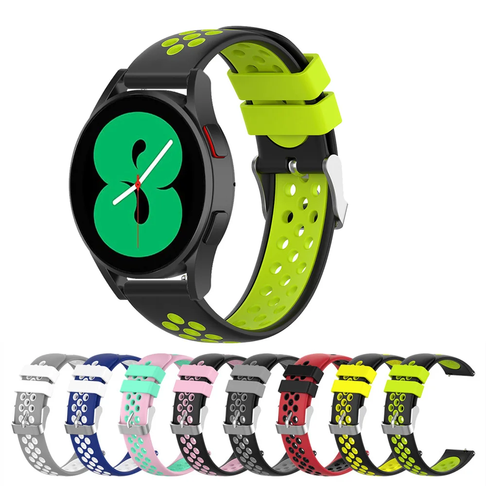For Samsung Galaxy Watch 4 Classic 42mm 46mm Band Silicone Watchbands 20mm Two-color Bracelet Strap Watch4 40mm 44mm Wristband