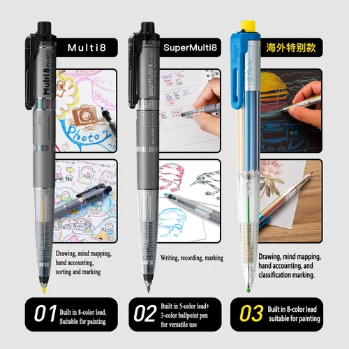 Imagen 2 del producto Japón Pentel Multi+8 Lápices de colores mecánicos de golpe automático de 2,0 mm - Boceto esencial para artistas y diseñadores (PH803/802S)