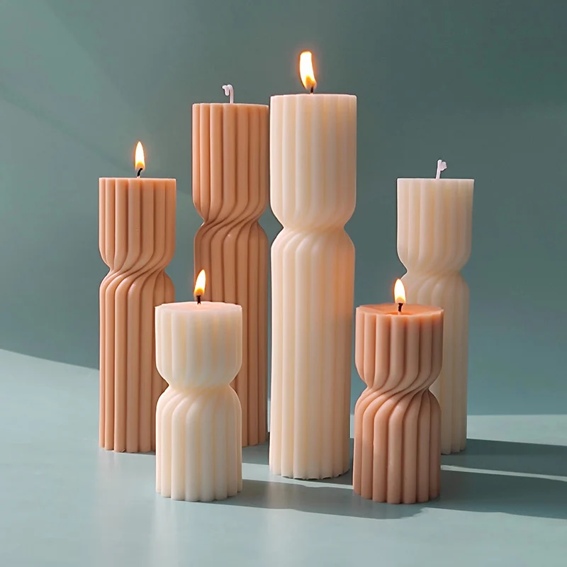 

Geometric line cylindrical candle mold can be used to make handmade home aromatherapy candles and home decoration molds