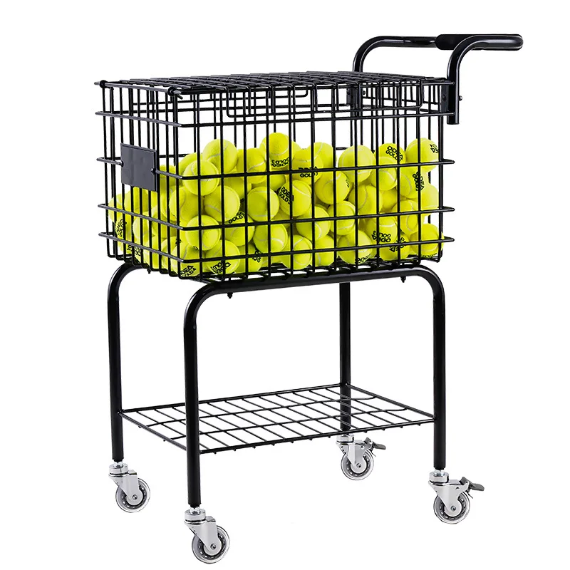 Tennis coach car storage cart with wheels large capacity 350 capsules, tennis frame training car pick up ball basket
