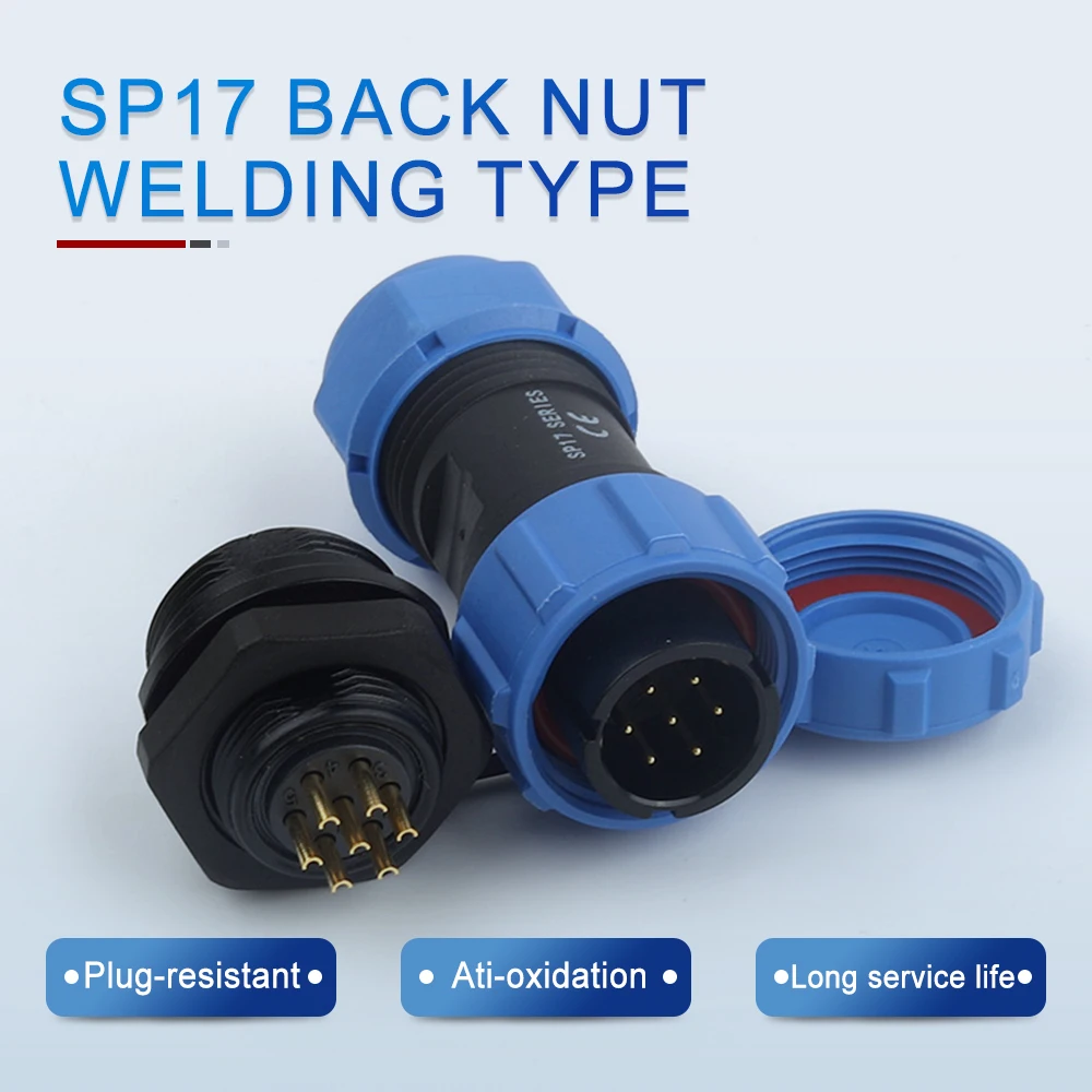 SP17-2/3/4/5/7/9/10 Pin Aviation Plug Socket IP68 Waterproof Connector Male Female Back Nut Welding Type Quick Cable Connectors