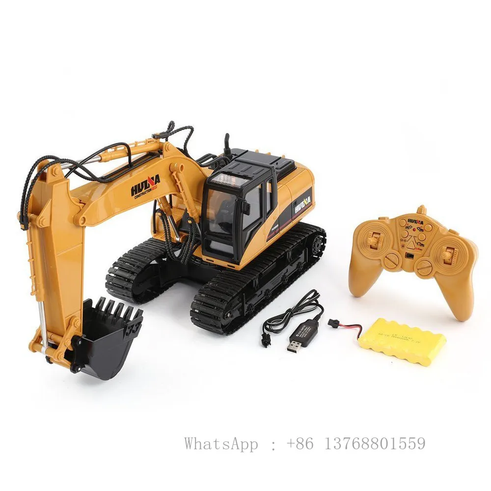 Hot Sale HuiNa Toys 1350 15 Channel 2.4G 1/14 RC Metal Excavator Truck Construction Engineering Vehicle Tank Models