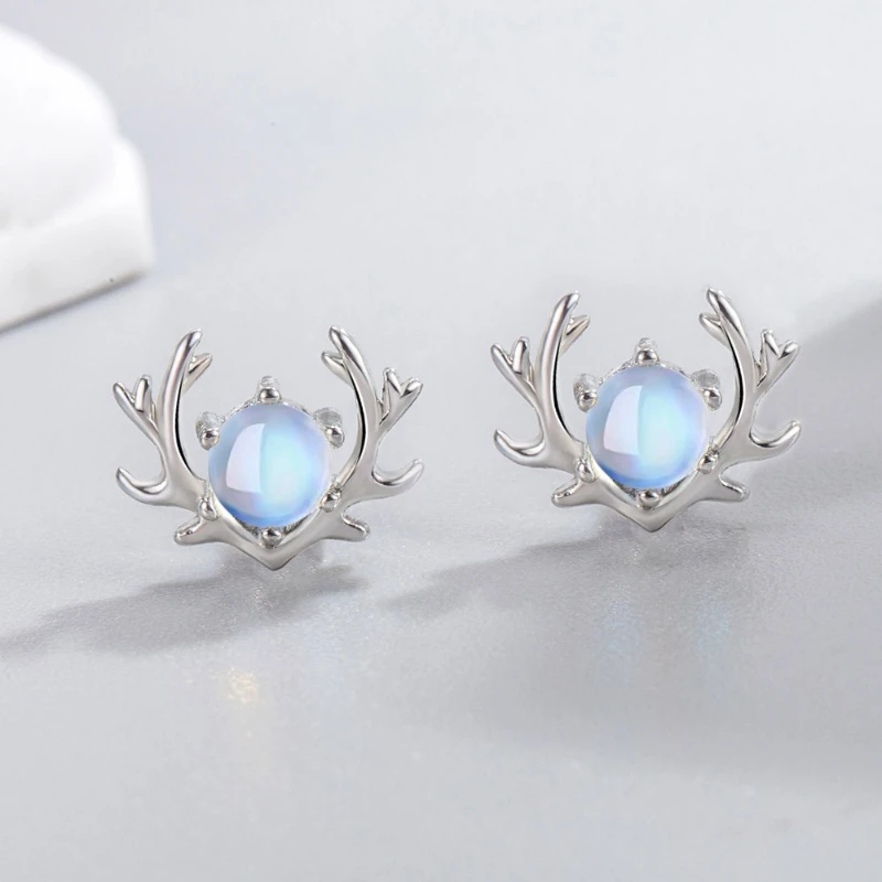 925 Sterling Silver Stud Earrings Fashionable New Design Antler Elements Simple Stylish Unique Ear Accessories for Women