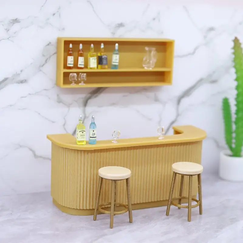 3 stks Plastic Meubels Speelhuis Miniatuur Tafel Stoel 112 Schaal Poppenhuis Bar Scène Model Pop Accessoires