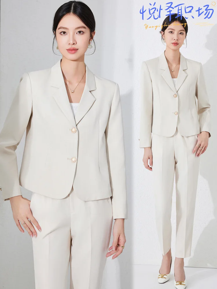 

White short suit for petite women2025New high-end casual professional blazer for spring and autumn