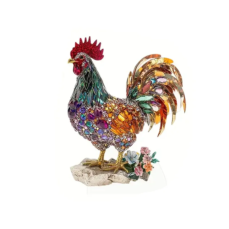 Crystal Rooster Decorations 2D Flat Acrylic Table Top Decor Office TV Cabinet Desktop Home Decoration Ornaments