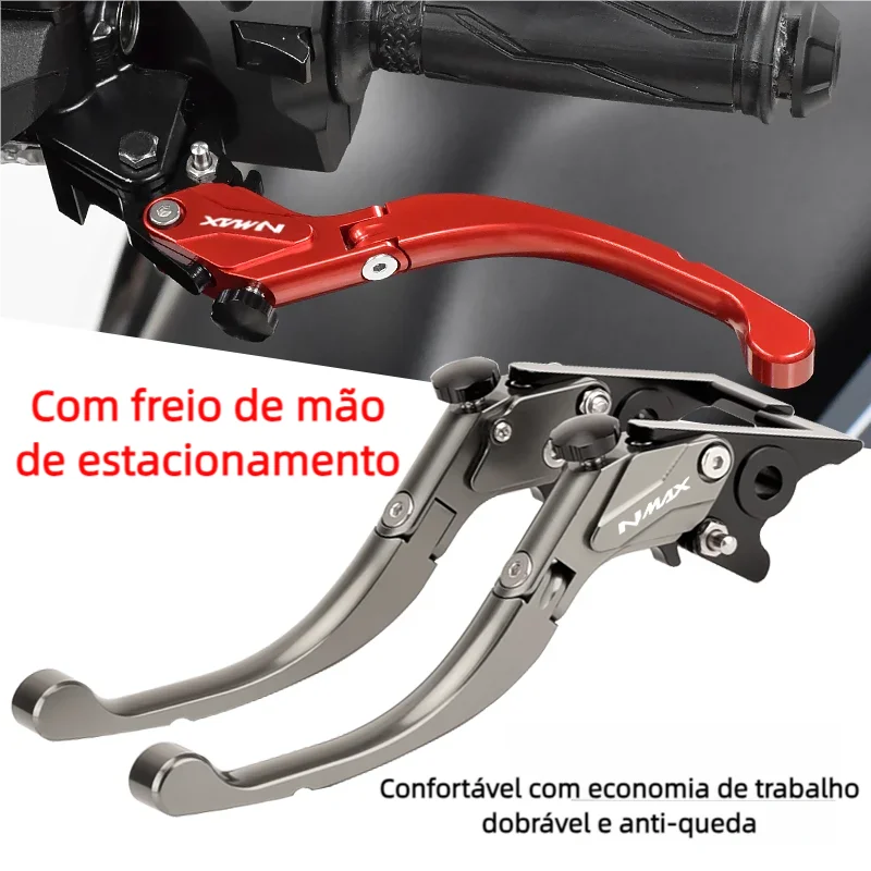 CHEKIS é adequado para YAMAHA NMAX125/155/160 NMAX TURBO/TECH MAX NMAX NEO/NEO S acessórios modificados alavanca de freio freio de mão de estacionamento buzina de freio com função de estacionamento dobrável para econom