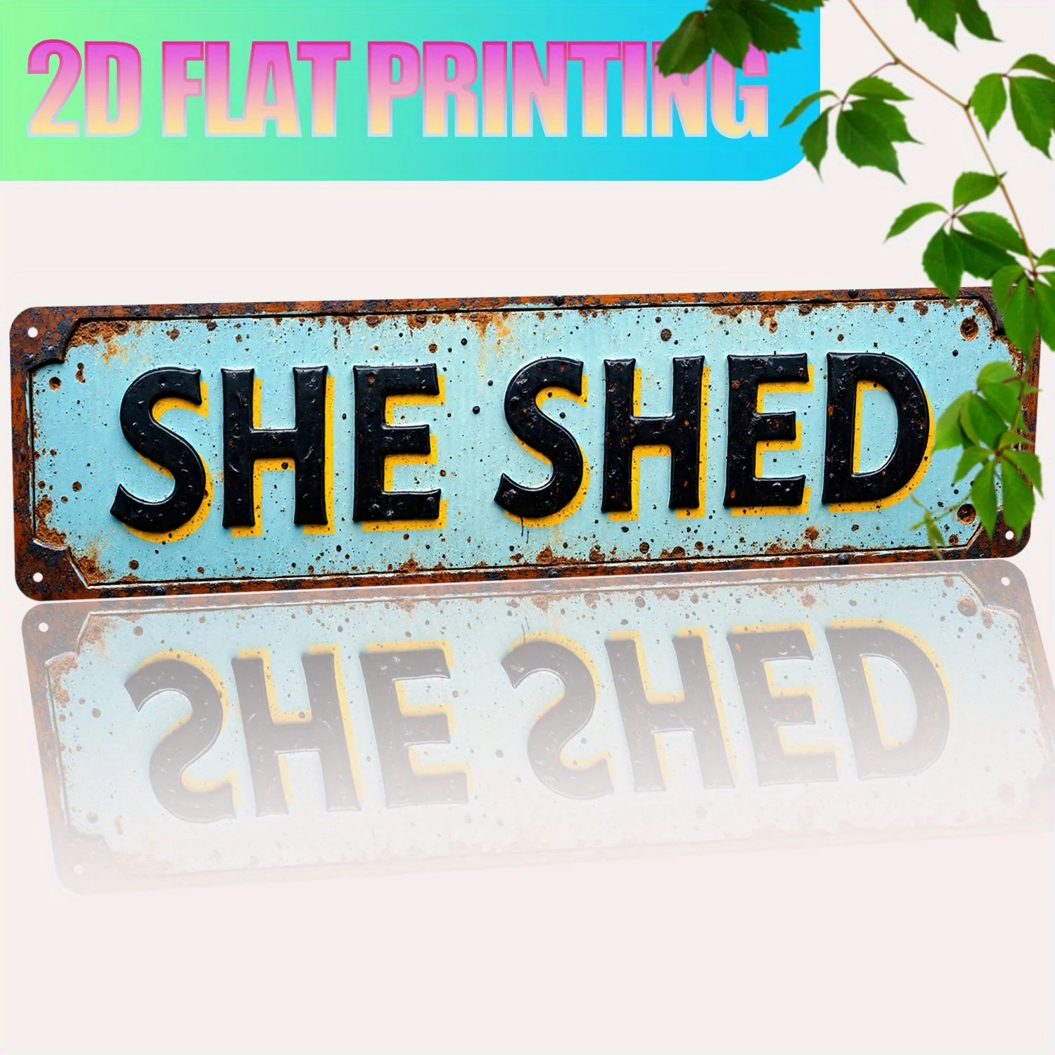 

Металлическая табличка «SHE SHED» с 2D-печатью, винтажная, светло-голубая, в деревенском стиле, для декора стен, для женского уголка, сада, патио, домашнего бара, подарок