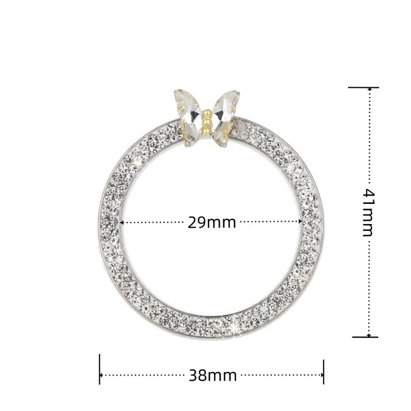 Rhinestone Butterfly Car Start Button Decoration Circle Diamond One Click Start Button Start Stop Switch Button Accessories
