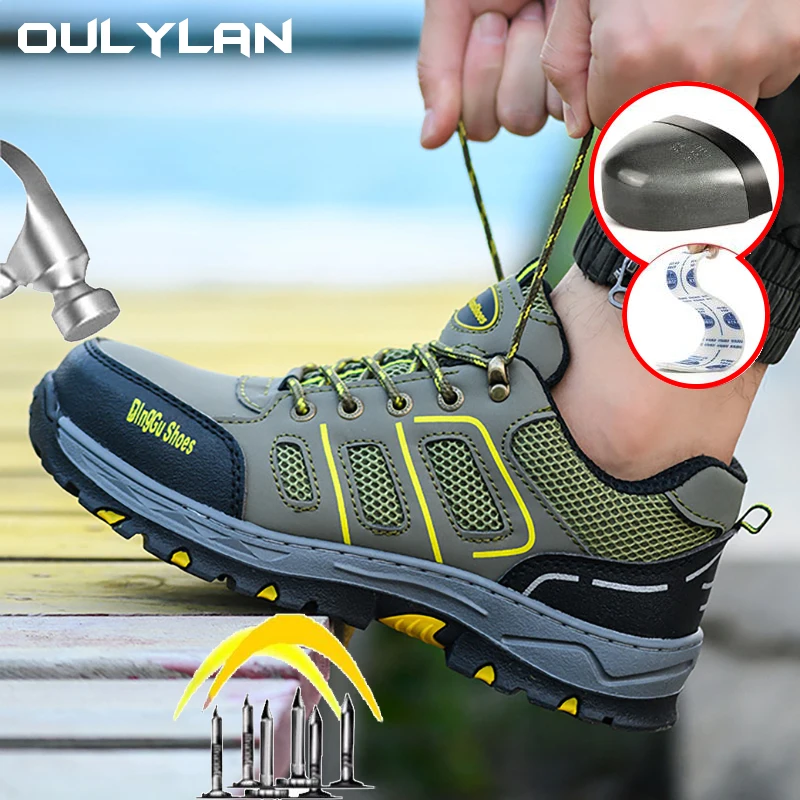 

Fashion Work Shoes Men Anti-smashing Puncture Steel-headed Anti Slip Abrasion Resistant Breathable Lightweight Safety Shoes